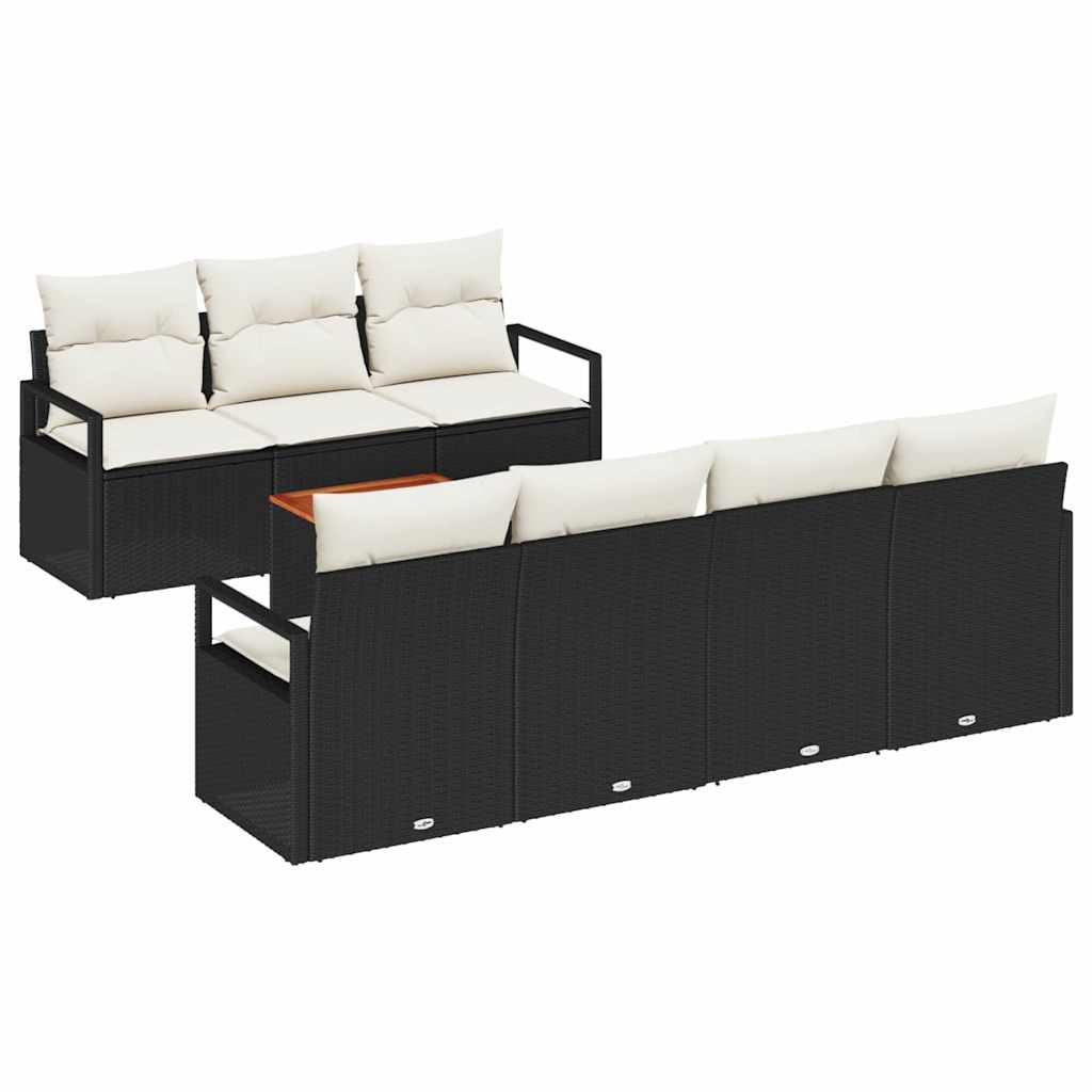 Conjunto de Sofá de Jardim 8 pcs Preto Rattan Sintético