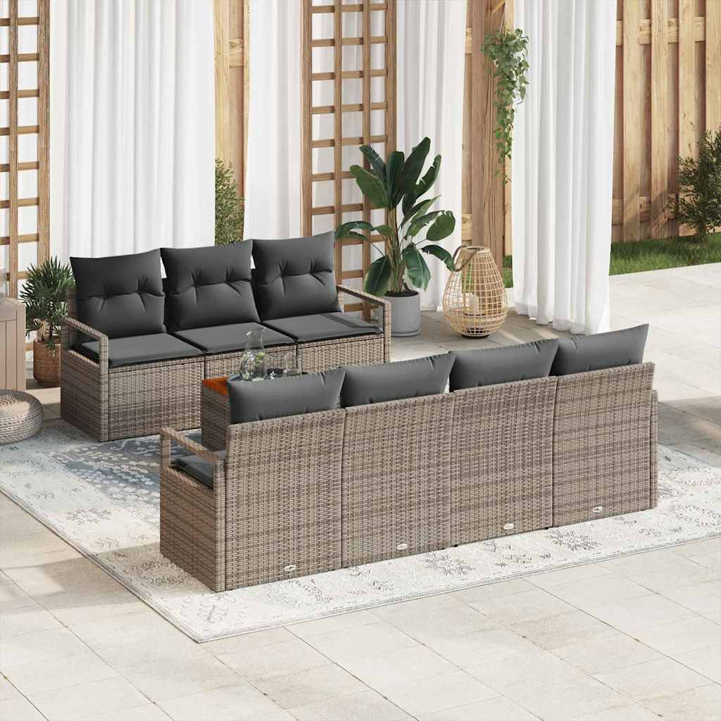 Conjunto de Sofá de Jardim 8 pcs Cinzeto Rattan Sintético
