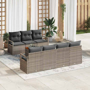 Conjunto de Sofá de Jardim 8 pcs Cinzeto Rattan Sintético