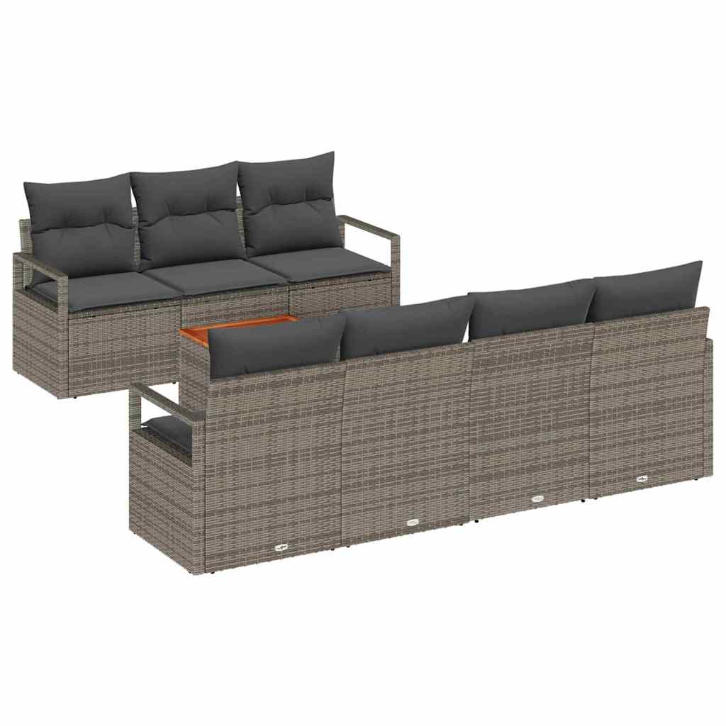 Conjunto de Sofá de Jardim 8 pcs Cinzeto Rattan Sintético