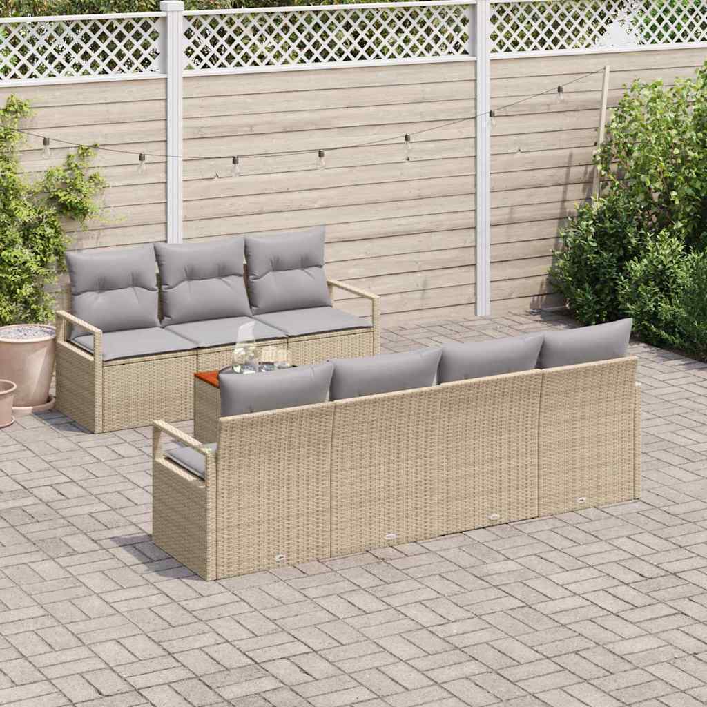 Conjunto de Sofá de Jardim 8 pcs Bege Rattan Sintético