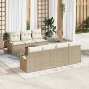 Conjunto de Sofá de Jardim 8 pcs Bege Rattan Sintético