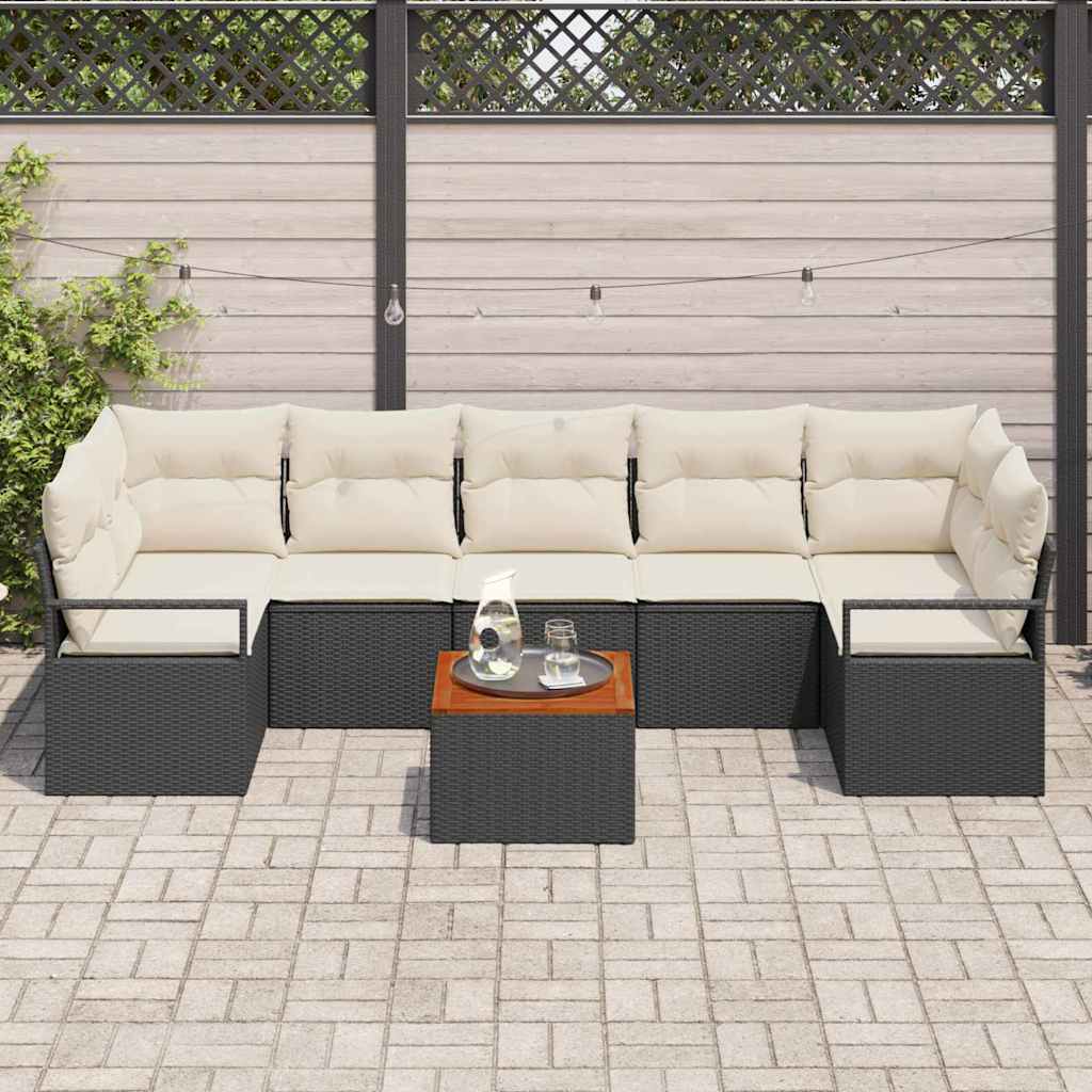 Conjunto de Sofá de Jardim 8 pcs Preto Rattan Sintético