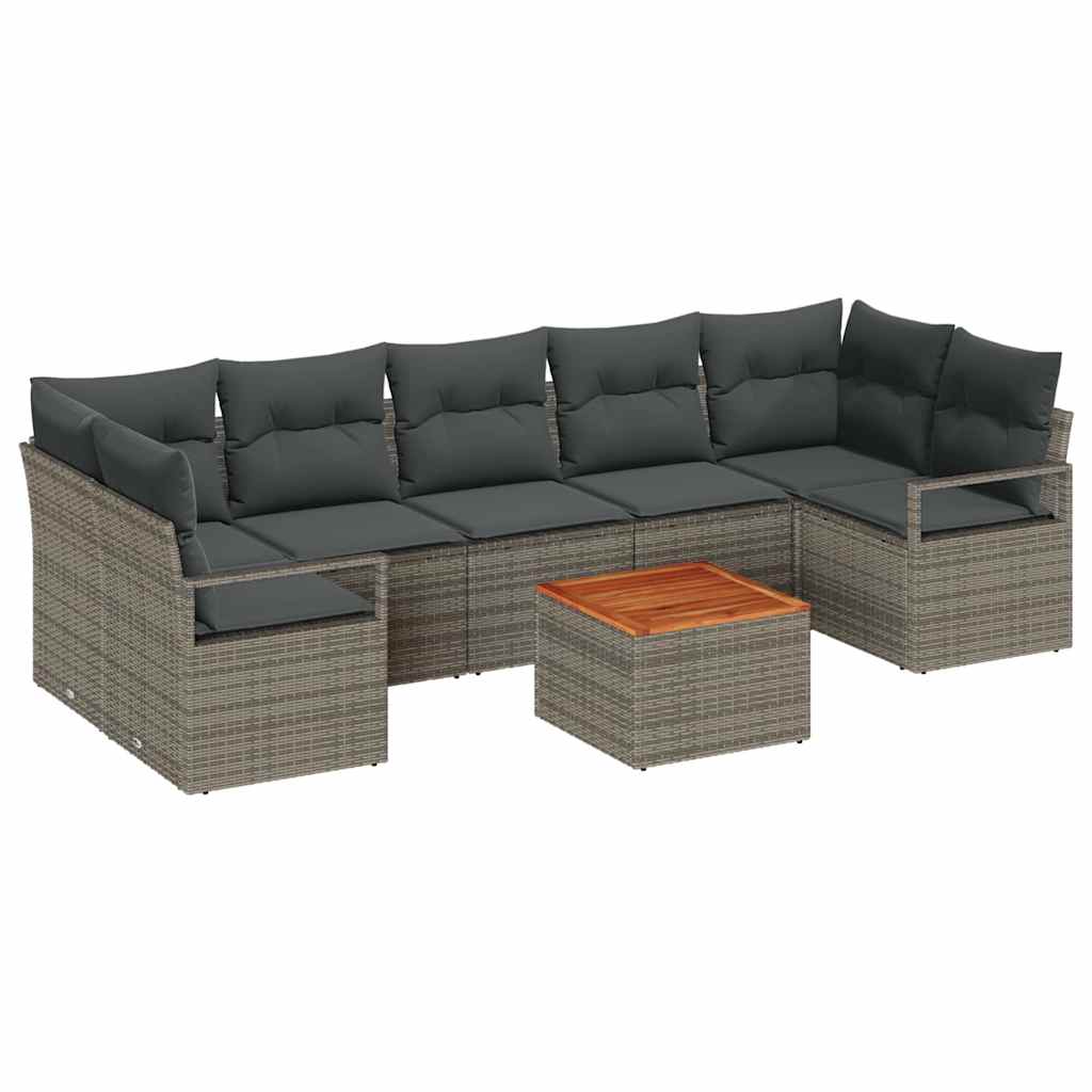 Conjunto de Sofá de Jardim 8 pcs Cinzeto Rattan Sintético