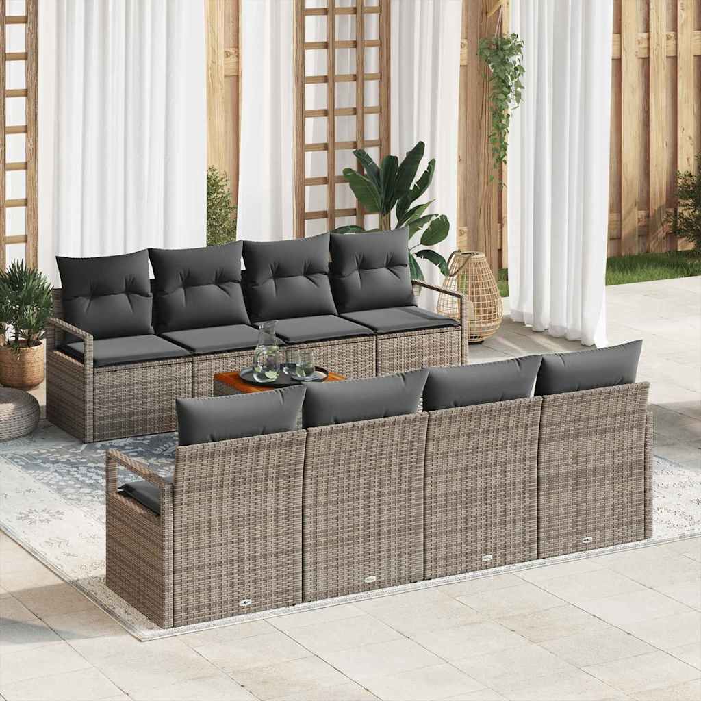 Conjunto de Sofá de Jardim 9 pcs Cinzeto Rattan Sintético