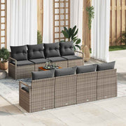 Conjunto de Sofá de Jardim 9 pcs Cinzeto Rattan Sintético