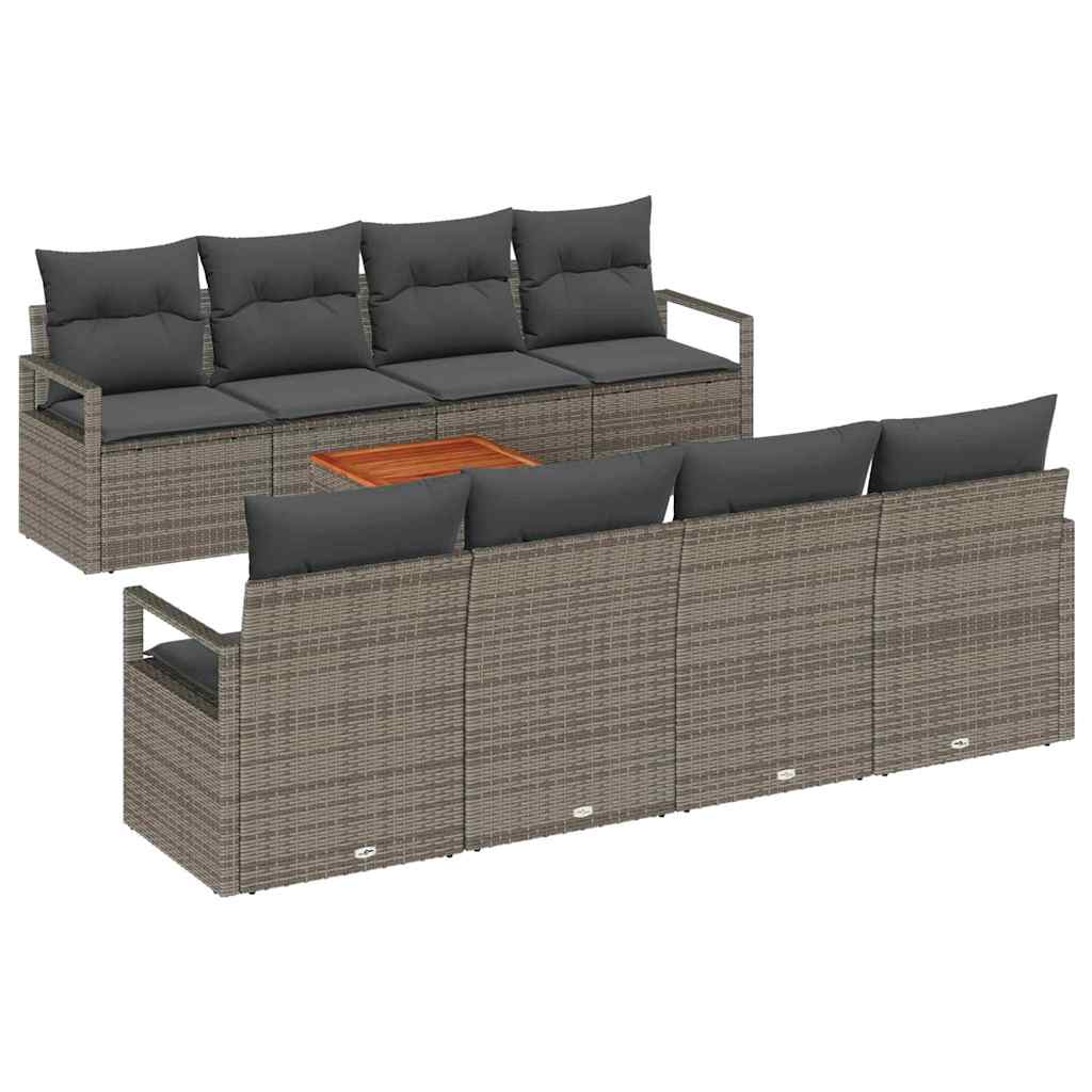 Conjunto de Sofá de Jardim 9 pcs Cinzeto Rattan Sintético