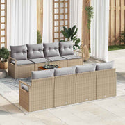 Conjunto de Sofá de Jardim 9 pcs Bege Rattan Sintético