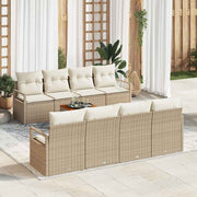 Conjunto de Sofá de Jardim 9 pcs Bege Rattan Sintético
