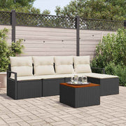 Conjunto de Sofá de Jardim 6 pcs Preto Rattan Sintético