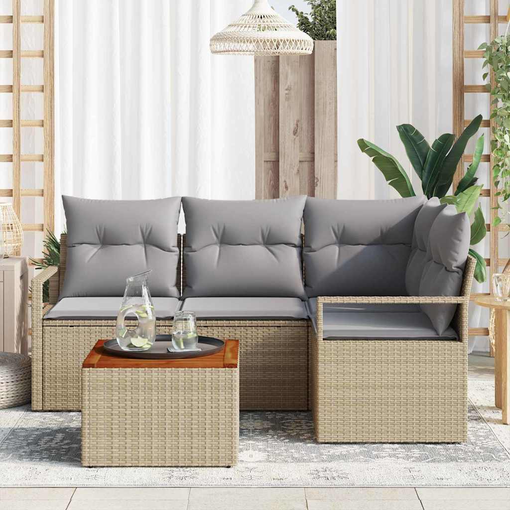 Conjunto de Sofá de Jardim 5 pcs Bege Rattan Sintético