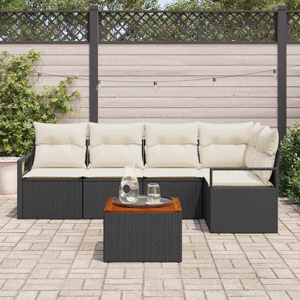Conjunto de Sofá de Jardim 6 pcs Preto Rattan Sintético