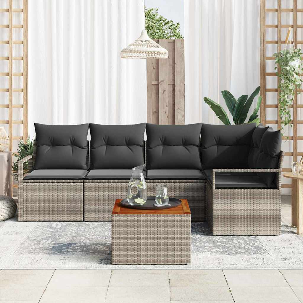 Conjunto de Sofá de Jardim 6 pcs Cinzeto Rattan Sintético