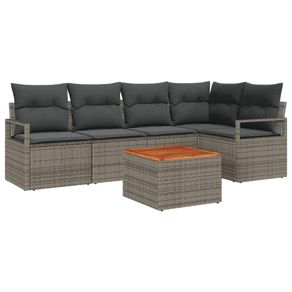 Conjunto de Sofá de Jardim 6 pcs Cinzeto Rattan Sintético