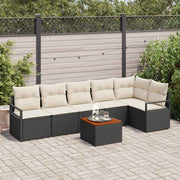 Conjunto de Sofá de Jardim 7 pcs Preto Rattan Sintético