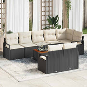 Conjunto de Sofá de Jardim 9 pcs Preto Rattan Sintético