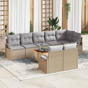 Conjunto de Sofá de Jardim 9 pcs Bege Rattan Sintético