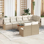 Conjunto de Sofá de Jardim 9 pcs Bege Rattan Sintético