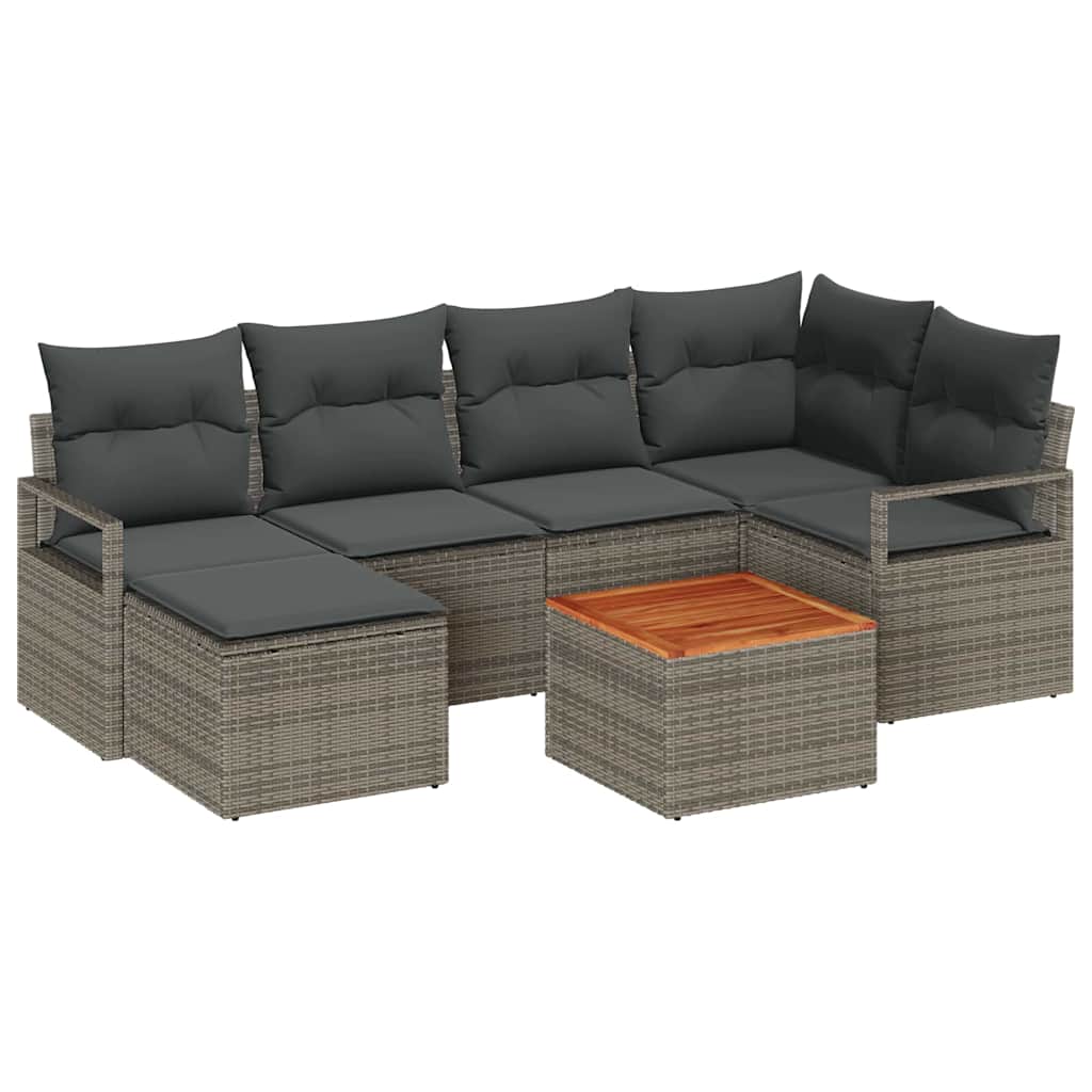 Conjunto de Sofá de Jardim 7 pcs Cinzeto Rattan Sintético