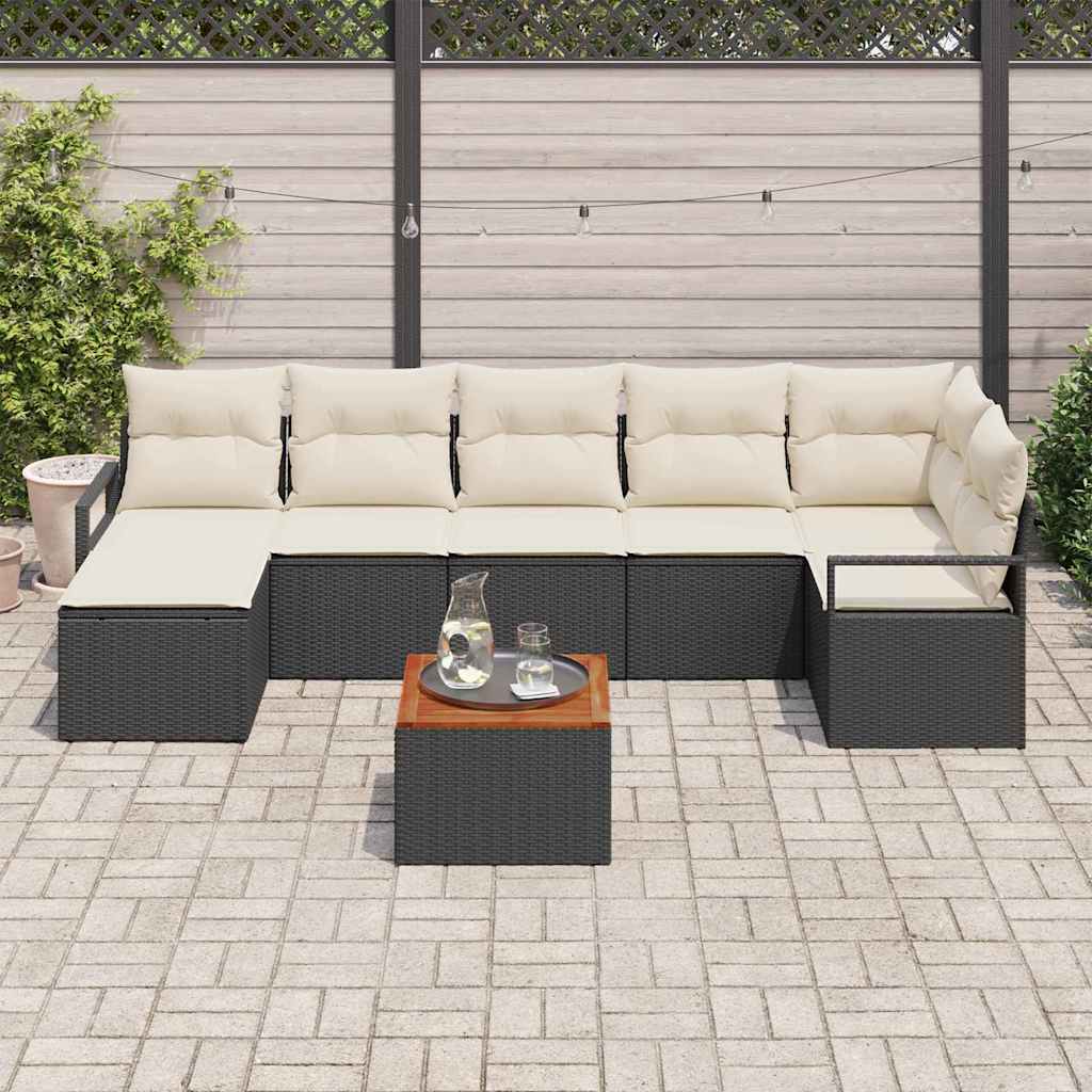 Conjunto de Sofá de Jardim 8 pcs Preto Rattan Sintético