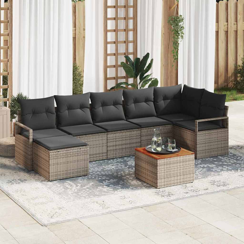 Conjunto de Sofá de Jardim 8 pcs Cinzeto Rattan Sintético