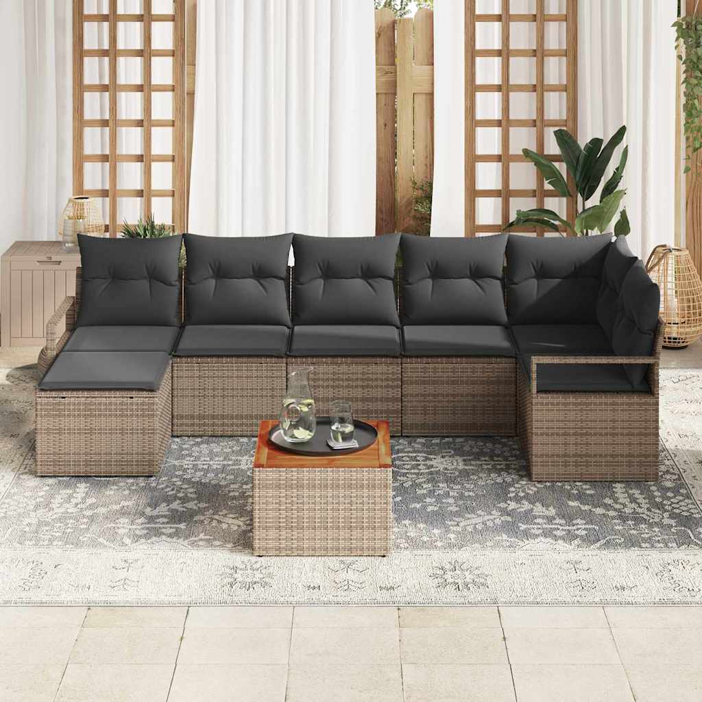 Conjunto de Sofá de Jardim 8 pcs Cinzeto Rattan Sintético