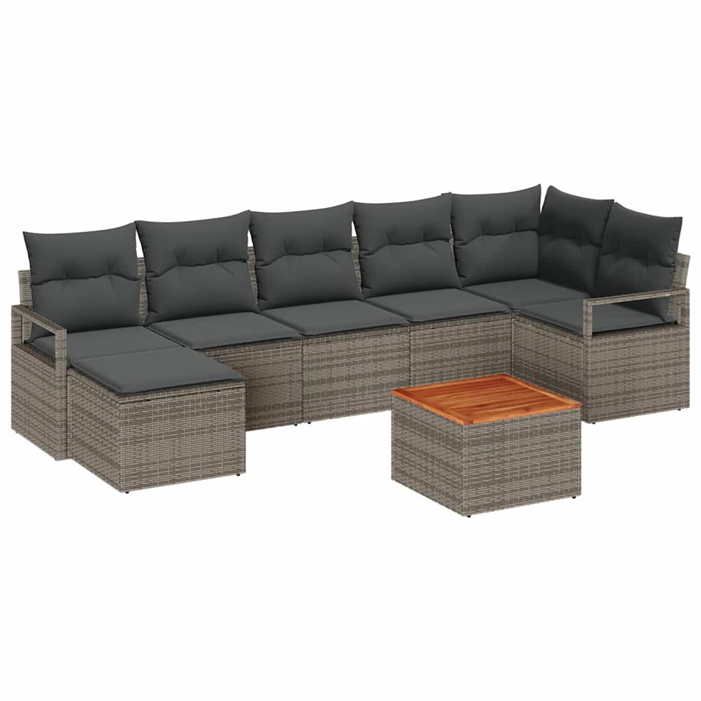 Conjunto de Sofá de Jardim 8 pcs Cinzeto Rattan Sintético