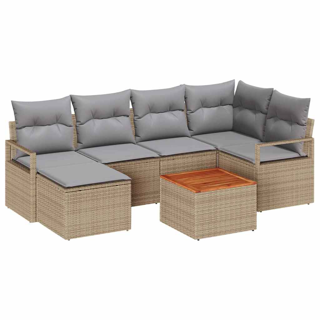 Conjunto de Sofá de Jardim 8 pcs Bege Rattan Sintético