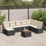 Conjunto de Sofá de Jardim 9 pcs Preto Rattan Sintético
