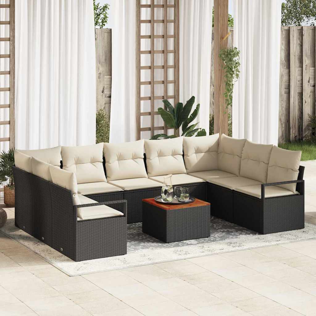 Conjunto de Sofá de Jardim 10 pcs Preto Rattan Sintético