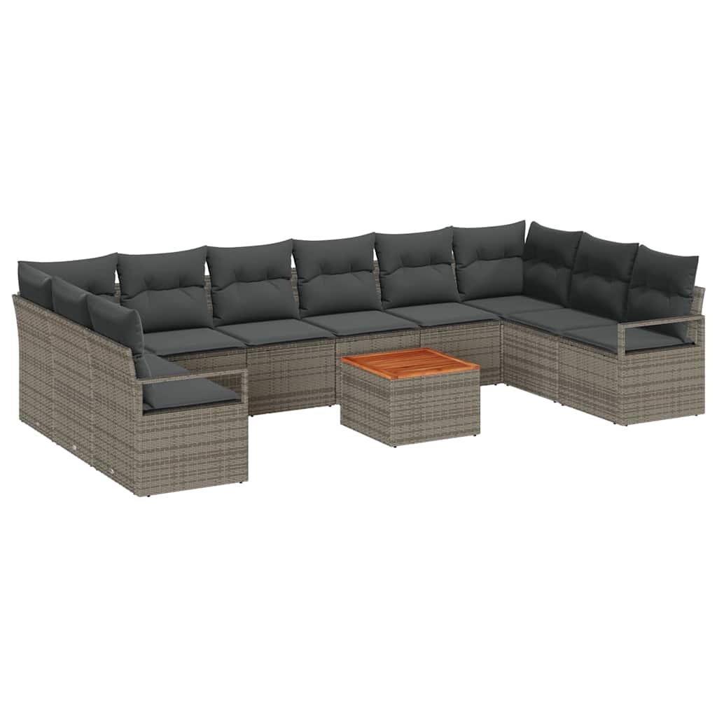 Conjunto de Sofá de Jardim 11 pcs Cinzeto Rattan Sintético