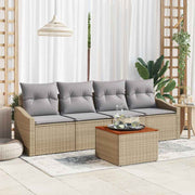 Conjunto de Sofá de Jardim 5 pcs Bege Rattan Sintético