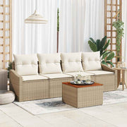 Conjunto de Sofá de Jardim 5 pcs Bege Rattan Sintético