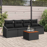Conjunto de Sofá de Jardim 5 pcs Preto Rattan Sintético