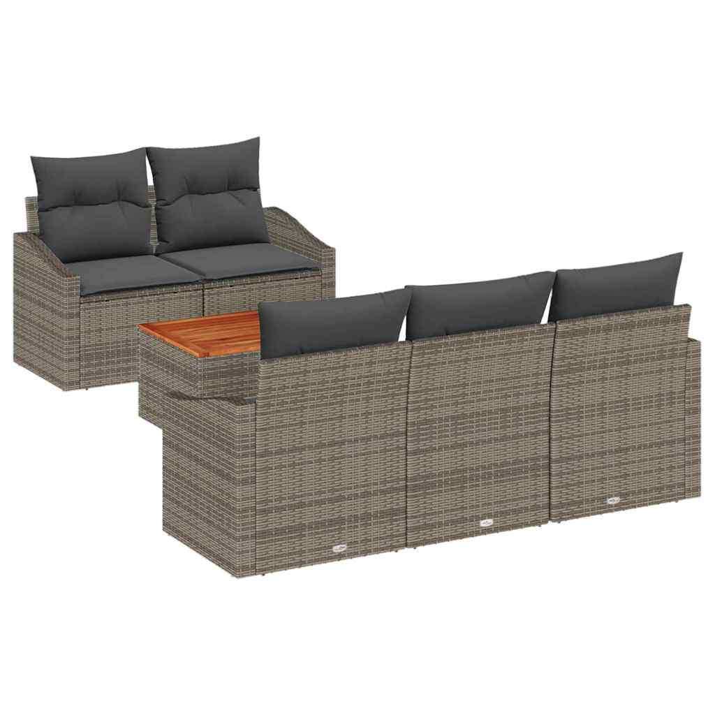 Conjunto de Sofá de Jardim 6 pcs Cinzeto Rattan Sintético
