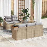 Conjunto de Sofá de Jardim 6 pcs Bege Rattan Sintético