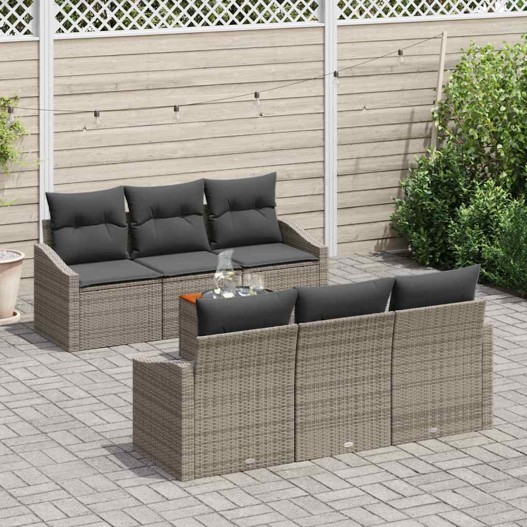 Conjunto de Sofá de Jardim 7 pcs Cinzeto Rattan Sintético