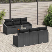 Conjunto de Sofá de Jardim 7 pcs Preto Rattan Sintético
