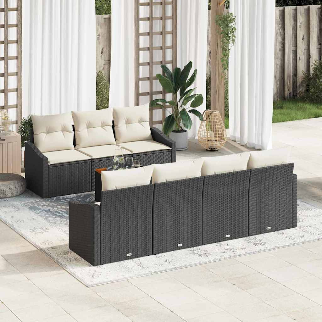Conjunto de Sofá de Jardim 8 pcs Preto Rattan Sintético