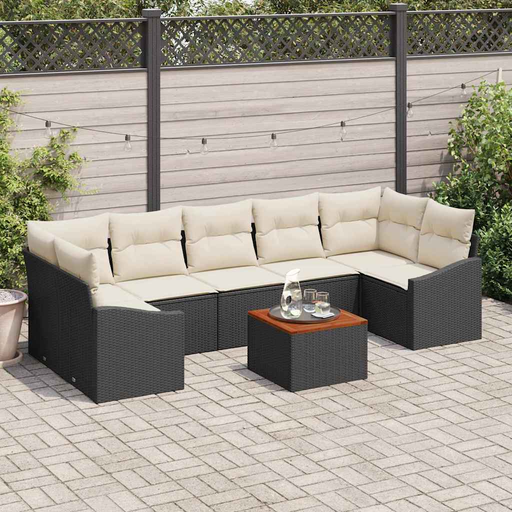 Conjunto de Sofá de Jardim 8 pcs Preto Rattan Sintético