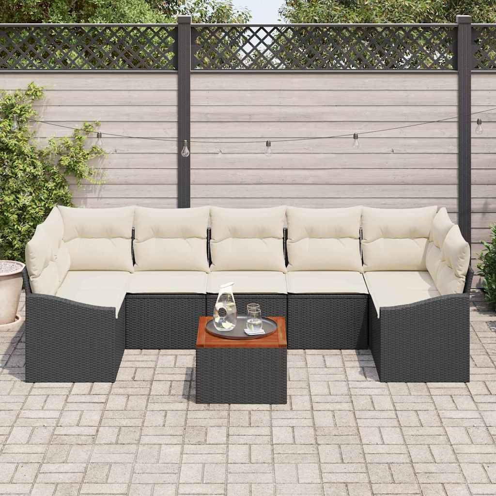 Conjunto de Sofá de Jardim 8 pcs Preto Rattan Sintético