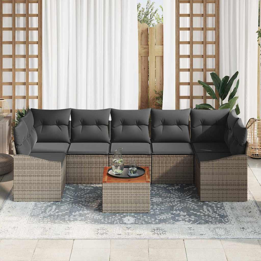 Conjunto de Sofá de Jardim 8 pcs Cinzeto Rattan Sintético