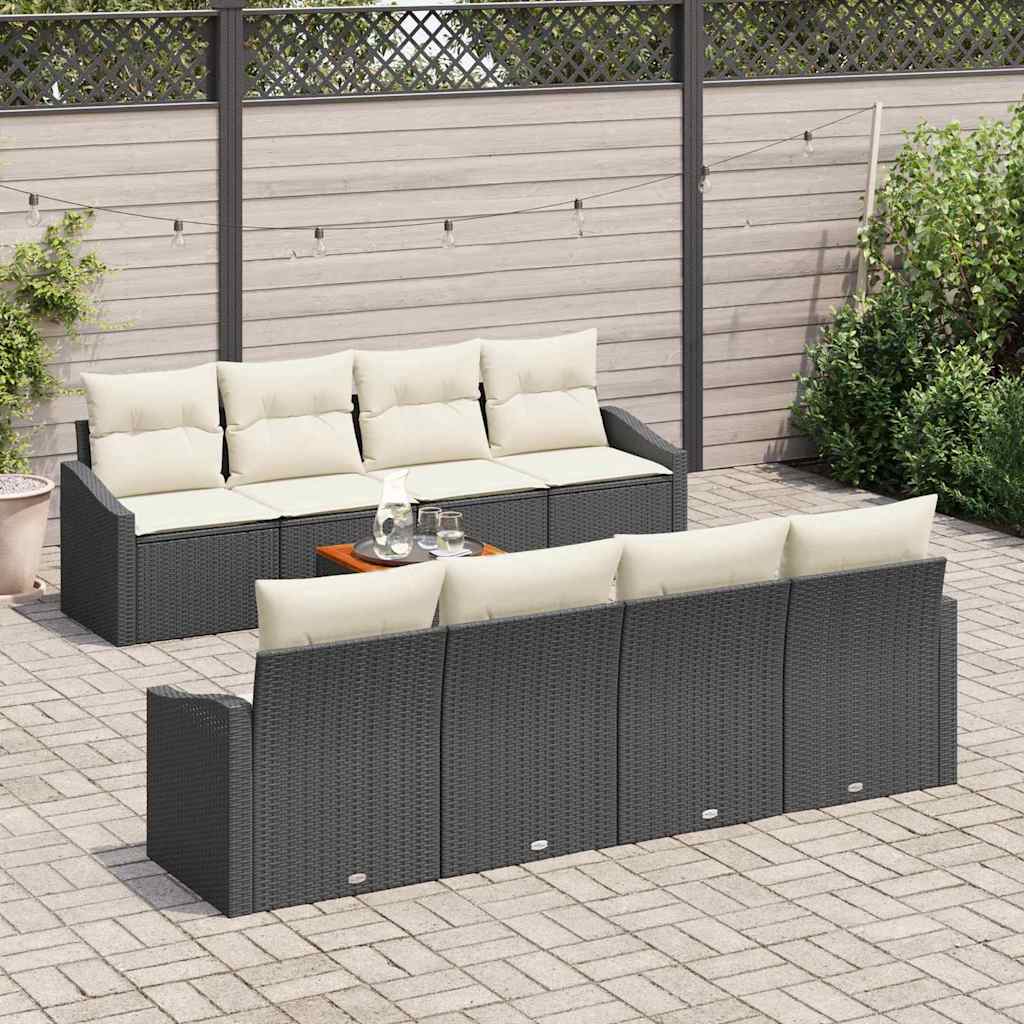 Conjunto de Sofá de Jardim 9 pcs Preto Rattan Sintético
