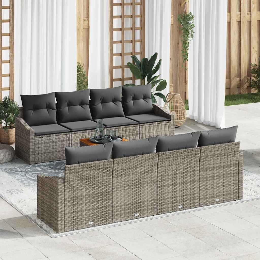 Conjunto de Sofá de Jardim 9 pcs Cinzeto Rattan Sintético