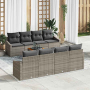 Conjunto de Sofá de Jardim 9 pcs Cinzeto Rattan Sintético