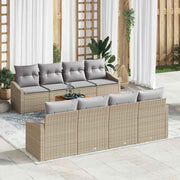 Conjunto de Sofá de Jardim 9 pcs Bege Rattan Sintético