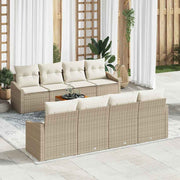 Conjunto de Sofá de Jardim 9 pcs Bege Rattan Sintético