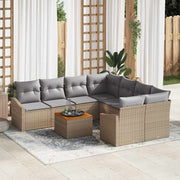 Conjunto de Sofá de Jardim 9 pcs Bege Rattan Sintético