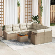 Conjunto de Sofá de Jardim 9 pcs Bege Rattan Sintético