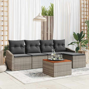 Conjunto de Sofá de Jardim 6 pcs Cinzeto Rattan Sintético